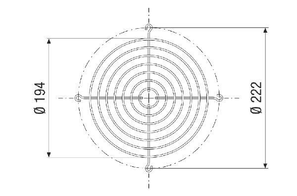 SGAI 18 IM0021170.PNG Защитная решетка на выходе, круглая, листовая сталь, серебристая, DN 180