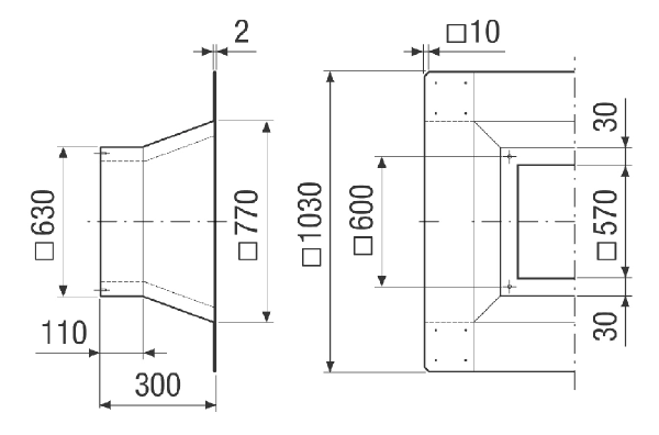 SOFI 40-45 IM0021219.PNG Socle pour toit plat isolé pour le montage des tourelles d'extraction, DN 400-450