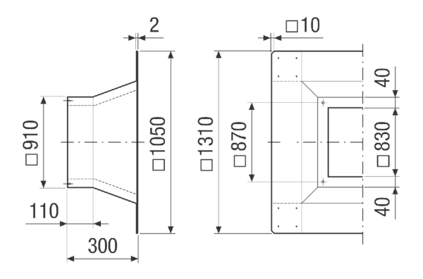 SOFI 63-75-80 IM0021221.PNG Isolierter Flachdachsockel zur Montage von Dachventilatoren, DN 630, 750, 800