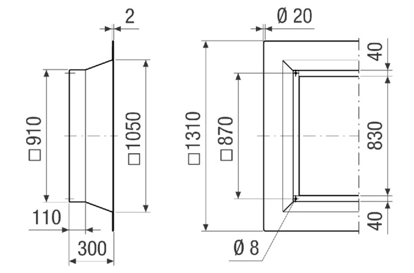 SOFI 80-90 IM0021222.PNG Isolierter Flachdachsockel zur Montage von Dachventilatoren, DN 800-900
