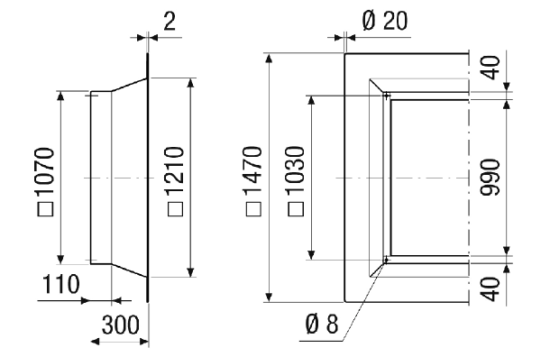 SOFI 80 IM0021222.PNG Insulated flat roof socket for installation of roof fans, DN 800