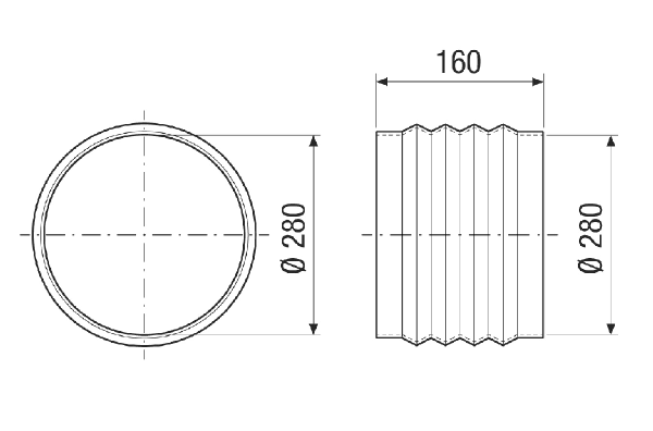 STKI 35 IM0021227.PNG Flexible cuff made of plastic for sound- and vibration-damped installation, connection diameter 280