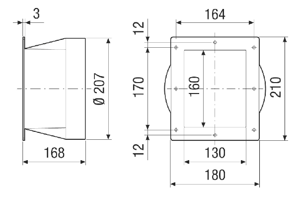 URRI GR 16 IM0021244.PNG Adaptateur de transition de rectangulaire à rond, plastique, sur cote de raccordement 207 mm