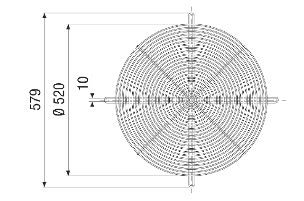 SGRI v 50 IM0021272.PNG Grille de protection ronde, métallique, grise, galvanisée, DN 500