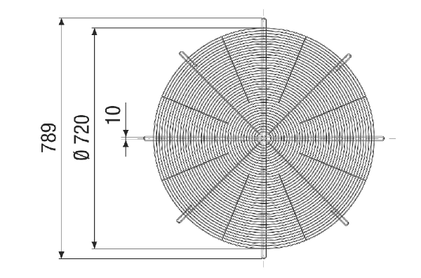 SGRI 71 IM0021274.PNG Grille de protection ronde, métallique, grise, DN 710