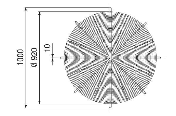 SGRI 90 IM0021276.PNG Grille de protection ronde, métallique, grise, DN 900