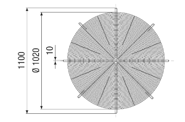 SGRI v 100 IM0021277.PNG Grille de protection ronde, métallique, grise, galvanisée, DN 1000