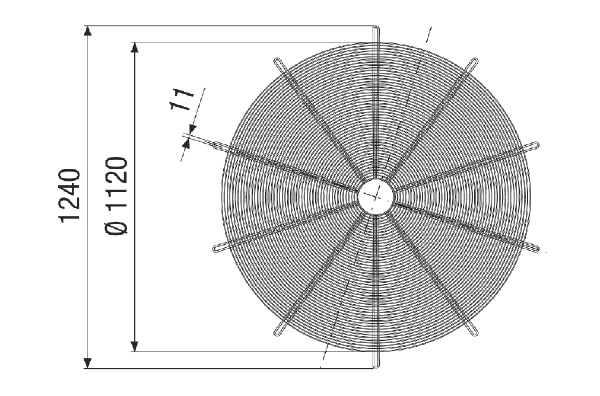 SGRI v 112 IM0021278.PNG Grille de protection ronde, métallique, grise, galvanisée, DN 1120