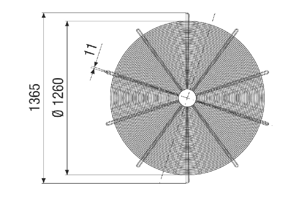 SGRI 125 IM0021279.PNG Grille de protection ronde, métallique, grise, DN 1250