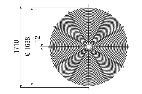 SGRI 160 IM0021281.PNG Grille de protection ronde, métallique, grise, DN 1600