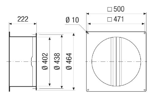VKRI 40-45 IM0021283.PNG Volet de fermeture pour gaine ronde avec plaque de raccordement arrondie, automatique, DN 400-450