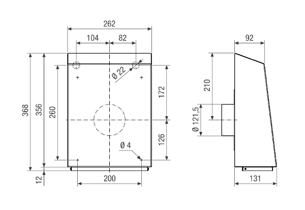 AWV 12/2 EC IM0021331.PNG Radiální venkovní nástěnný ventilátor, DN 125, objemový průtok 527 m³/h, motor s EC technologií