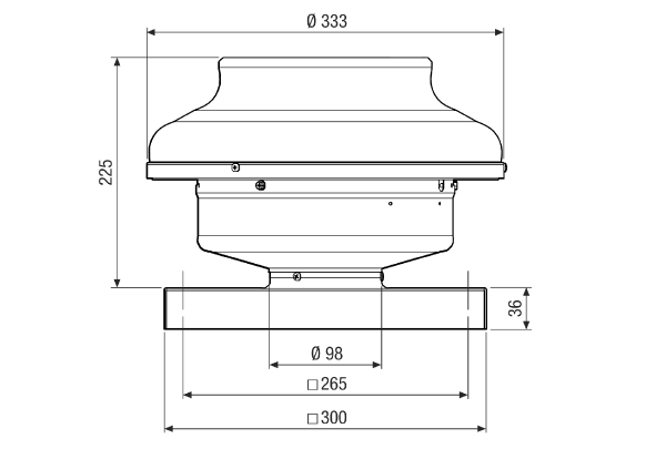 EHD 10/2 EC IM0021335.PNG Mini roof fan for private or commercial use, DN 100, air volume 392 m³/h, motor with EC technology