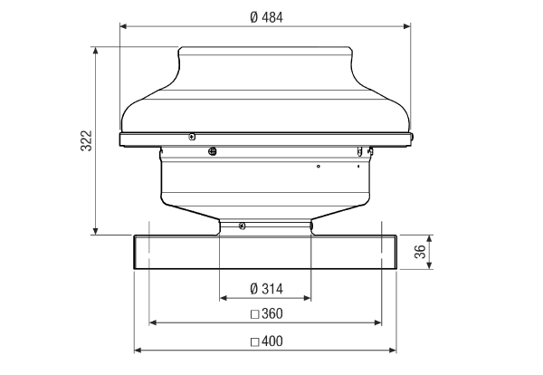 EHD 31 EC IM0021341.PNG Mini roof fan for private or commercial use, DN 315, air volume 1,184 m³/h, motor with EC technology