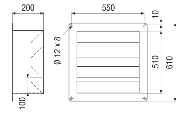VKRI HV 50-56 IM0021364.PNG Volet de fermeture pour gaine rectangulaire avec plaque de raccordement rectangulaire, automatique, DN 500-560