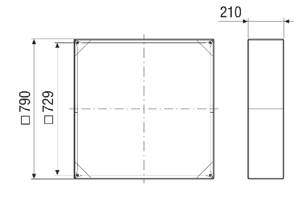 VRI 63 IM0021371.PNG Connection frame for fixing DAQ Ex, DN 630 wall fans