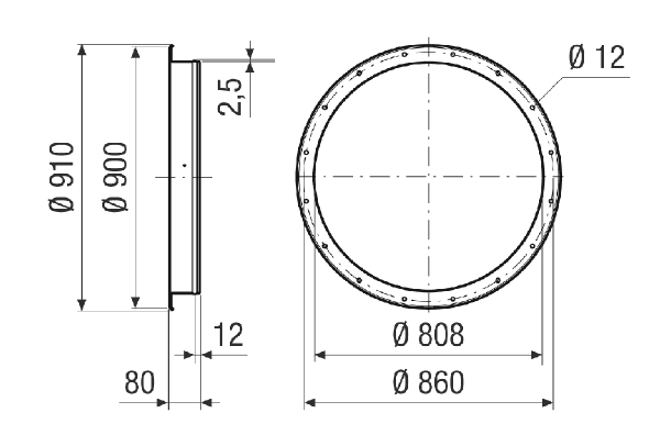 GSI v 80 IM0021383.PNG Counter socket for connecting DN 800 duct to a fan, galvanised