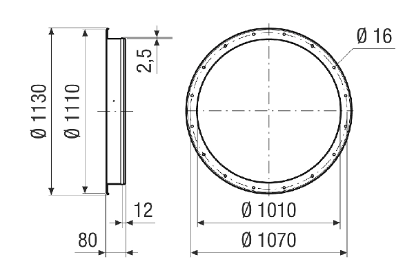 GSI v 100 IM0021385.PNG Counter socket connecting DN 1000 duct on fan, galvanised