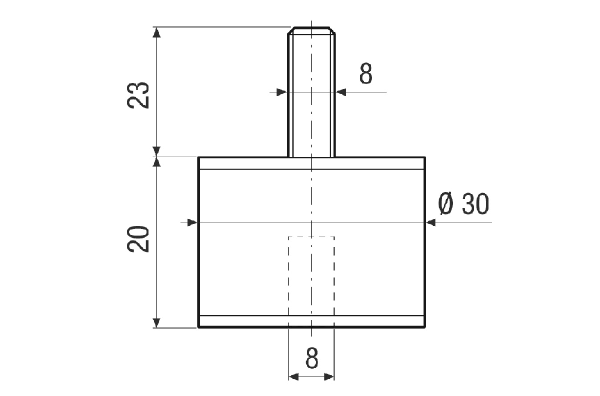 GPI 21-45 IM0021388.PNG 4 plots anti-vibrations pour la fixation à vibrations réduites des DAR / DAR Ex, capacité de charge 21 - 45 kg