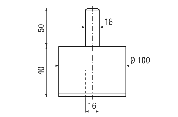 GPI 221-400 IM0021392.PNG 4 plots anti-vibrations pour la fixation à vibrations réduites des DAR / DAR Ex, capacité de charge 221 - 400 kg