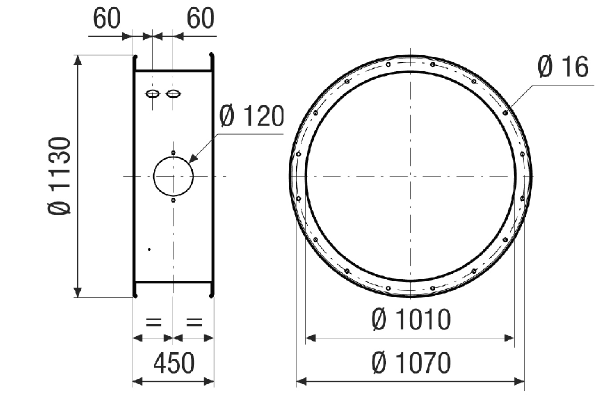 GVI v 100 IM0021397.PNG Housing extension for mechanical protection of the motor and impeller inside the fan housing, galvanised, DN 1000