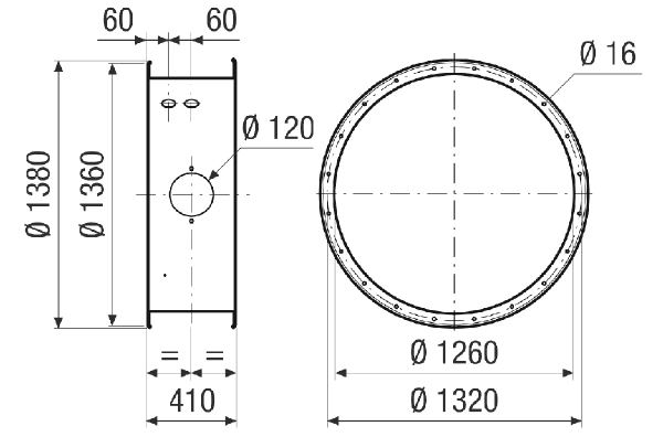GVI 125 IM0021399.PNG Rallonge de boîtier pour la protection mécanique du moteur et de la turbine à l'intérieur du boîtier du ventilateur, DN 1250