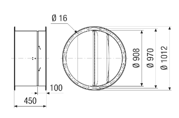 VKRI R 90 IM0021403.PNG Volet de fermeture pour gaine ronde avec plaque de raccordement ronde, automatique, DN 900