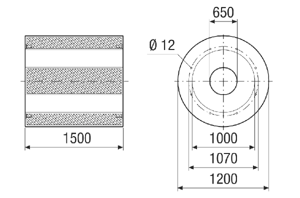 RSKI 100/1500 IM0021426.PNG Silencieux tubulaire avec coulisse, longueur 1500 mm, DN 1000