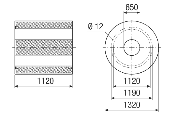 RSKI 112/1000 IM0021428.PNG Silencieux tubulaire avec coulisse, longueur 1120 mm, DN 1120