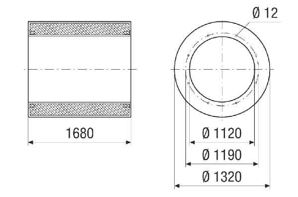RSI 112/1500 IM0021461.PNG Silencieux tubulaire sans coulisse, longueur 1680 mm, DN 1120