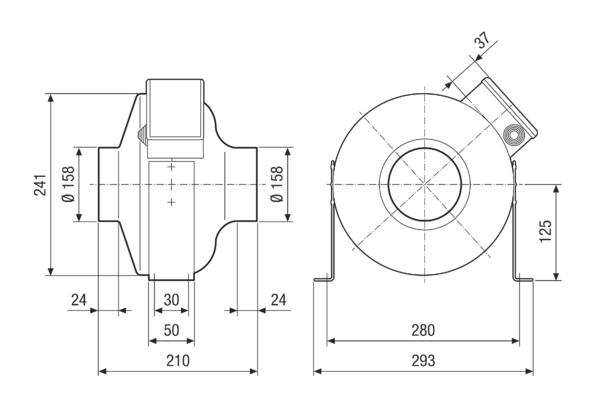 ERR 16/1 IM0021648.PNG Ventilateur centrifuge pour gaine ronde, DN 160, courant alternatif