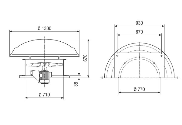 DAD 71/4 IM0021661.PNG Axial roof fan, horizontal air outlet, 4-pin, DN 710, three-phase AC