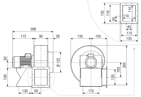 GRK 12/2 E IM0021703.PNG Souffleur centrifuge en plastique avec soufflage rectangulaire, dimension 120, courant alternatif