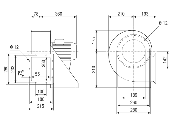 GRM HD 22/2 Ex IM0021713.PNG Souffleur centrifuge en métal, pour des applications haute pression, 2 pôles, dimension 220, courant triphasé, antidéflagrant, fluide : gaz