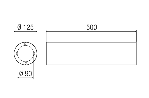 WW 90 IM0021914.PNG Accessoires pour le montage sans kit de montage en gros-œuvre. Constitué de deux gaines murales thermo-isolées avec goulottes d'écoulement de condensat intégrées (diamètre : 125 mm, longueur : 500 mm) pour l'appareil de ventilation décentralisé WS 75 à récupération de chaleur.