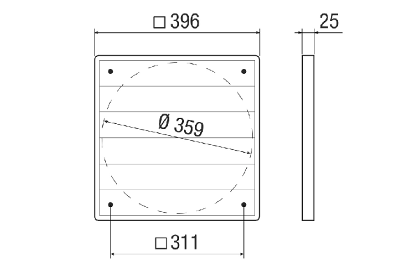 AS 35 Ex IM0021941.PNG Airstream-operated shutter, DN 350 made of conductive plastic, only suitable for outgoing air