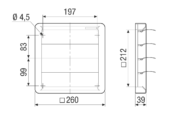 AS 20 IM0022338.PNG Airstream-operated shutter, DN 200, with galvanised grille, only suited to outgoing air