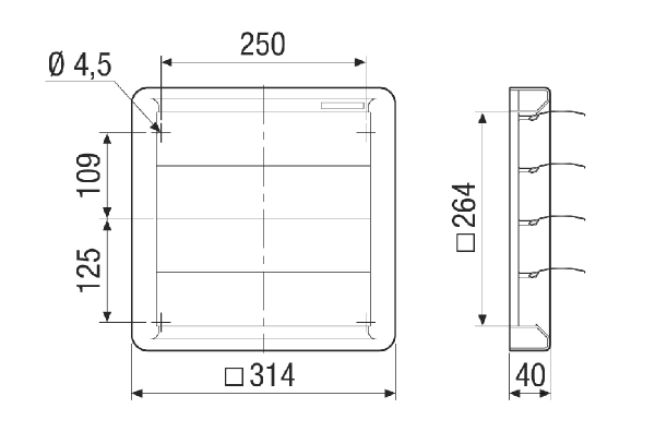 AS 25 IM0022339.PNG Volet de fermeture automatique, DN 255, à grille galvanisée, convient uniquement à l'air rejeté