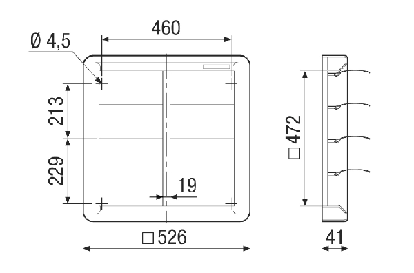 AS 45 IM0022343.PNG Volet de fermeture automatique, DN 450, avec grille galvanisée