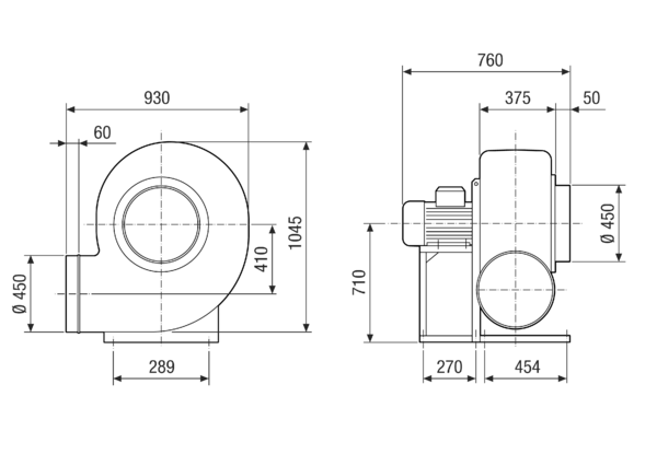 GRK R 56/6 D IM0022603.PNG Radiální ventilátor z plastu s kruhovým výfukem, velikost 560, třífázový, 6-pólový