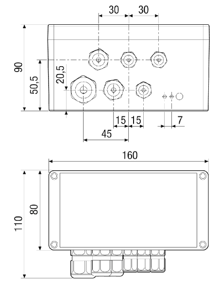 AKE/1 IM0022863.PNG Commande AKE/1, y compris 2 sondes d'humidité et de température AKE FFT (câble de 4 m, pouvant être prolongé par le client jusqu'à 30 m maximum) pour la déshumidification entièrement automatique de cave en liaison avec différents ventilateurs