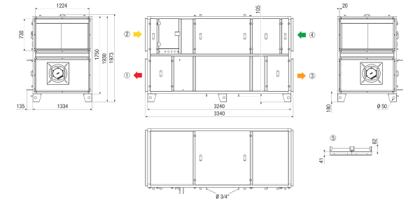 RLT 5500 MV4555VL-Mode 3 IM0022876.PNG Компактный прибор централизованного отопления и вентиляции с рекуперацией тепла. Исполнение: Вертикальное с присоединением для приточного и вытяжного воздуха слева, режим работы с постоянным давлением, с перекрестным противоточным теплообменником, без калорифера предварительного нагрева, без калорифера последующего нагрева, объемный расход до 5500 м³/ч