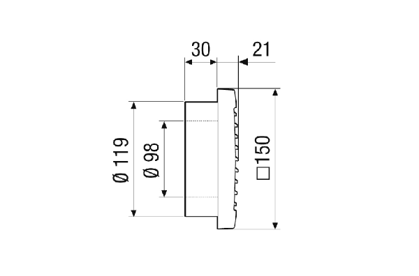 ALD 125 AK IM0023112.PNG Grille extérieure pour ALD 125 A / ALD 125 ZLV 80 dB kit A, couleur blanche simil. RAL 9016, plastique, résistant aux intempéries et aux UV