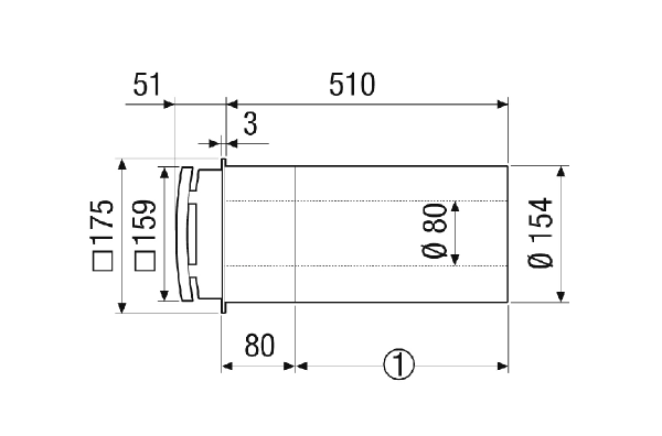ALD 160 A IM0023115.PNG Комплект дооснащения шумоглушащего прохода наружного воздуха DN 160 для децентрализованной приточной вентиляции жилья с ручной заслонкой