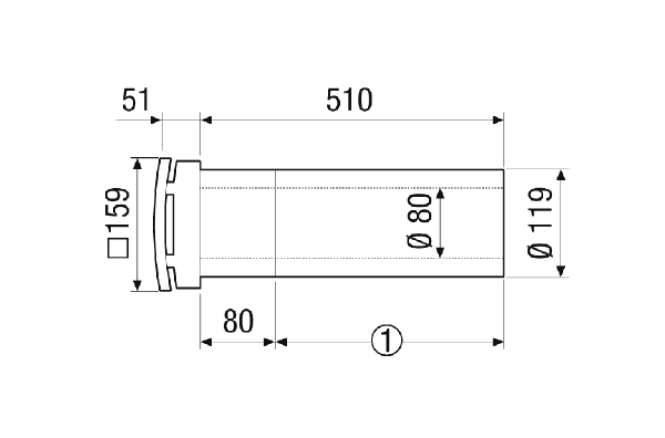 ALD 125 A IM0023116.PNG Комплект дооснащения шумоглушащего прохода наружного воздуха DN 125 для децентрализованной приточной вентиляции жилья с ручной заслонкой