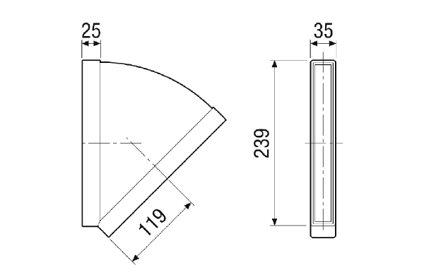FK-HB-45 IM0023134.PNG Horizontalbogen 45°, Muffenmaß