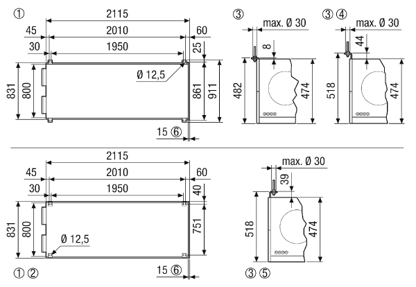 geniovent.x 900 F L-E-SO-K IM0023300.PNG Appareil de traitement d'air RLT décentralisé avec récupération de chaleur très élevée. Avec échangeur de chaleur enthalpique, raccords d'air extérieur et d'air rejeté à gauche, avec gaines, soufflage en haut sans panneaux revêtus (3x2), détecteur CO2 intégré dans l'appareil. Avec application pour la commande mobile des appareils