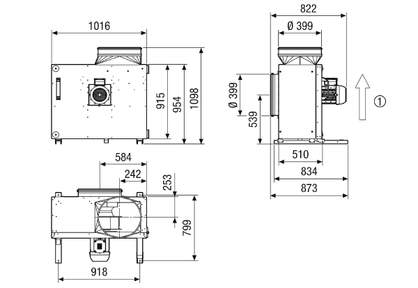 EKR 40-3 IM0023322.PNG Hangszigetelt elszívódoboz, DN 400, háromfázisú váltóáram
