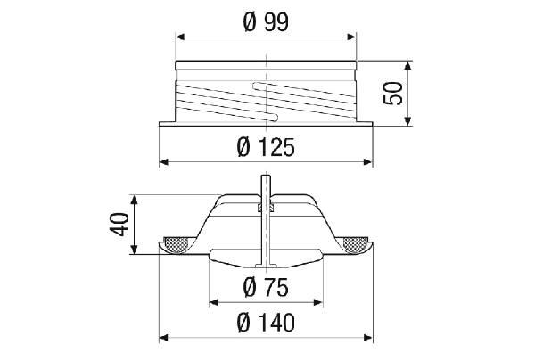 TFA 10 IM0023332.PNG Disk valve for exhaust air, sheet steel, white, DN 100, for domestic ventilation max. 30 m³/h, including installation frame.
