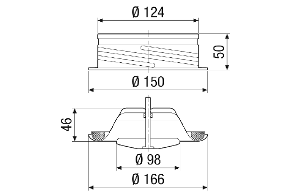 TFA 12 IM0023333.PNG Disk valve for exhaust air, sheet steel, white, DN 125, for domestic ventilation max. 60 m³/h, including installation frame.